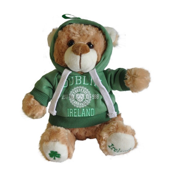 Custom promotional baby plush bear doll toy with hooded top
