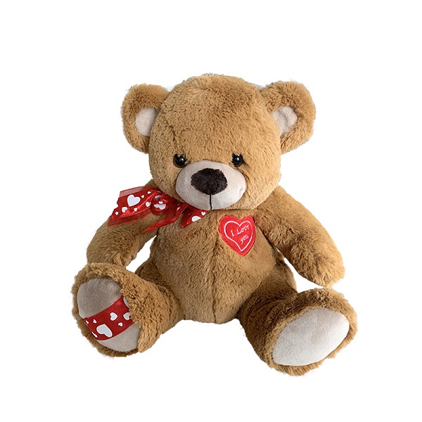 Custom plush brown teddy bear toys with a small heart
