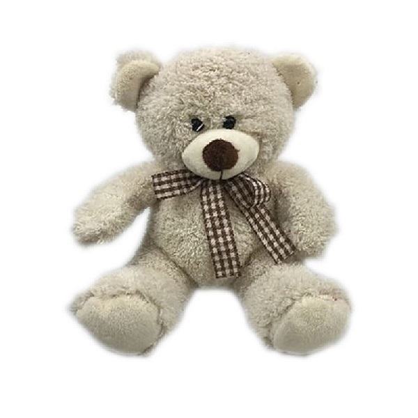 Customized ribbon stuffed Personalized grey color plush teddy bear toys
